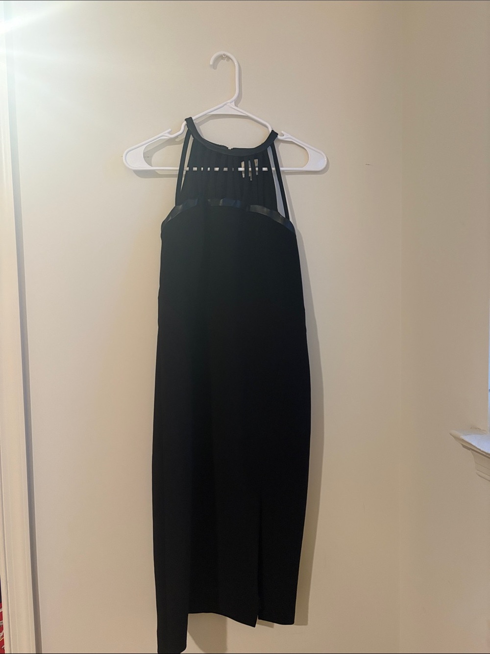 Black Halter Midi Dress with Sheer Yoke